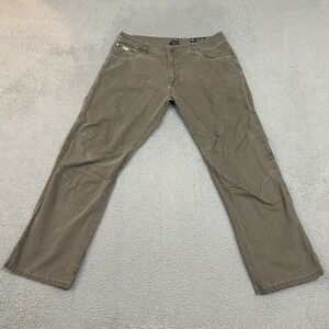 KUHL Pants Mens 38x32 Green Gray Revolvr Canvas Carpenter Outdoors Hiking Adult